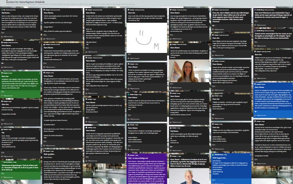 Skærmbillede af padlet med hilsner til Hanne og Jan