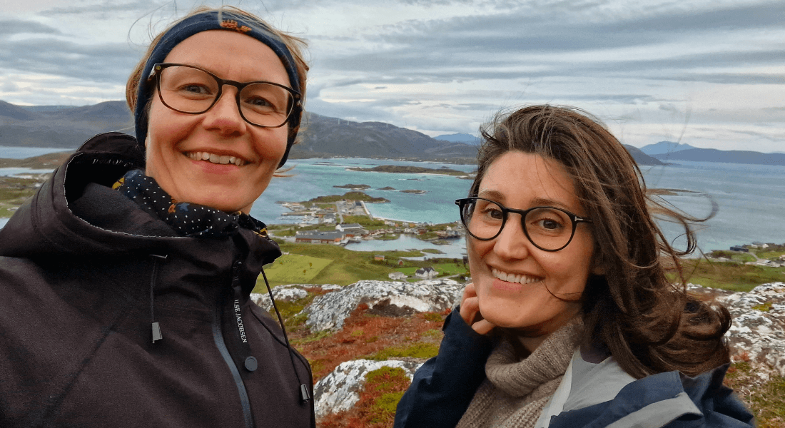Sara Green and Olivia Spalletta on a hike near Tromsø, after presenting initial results from their current project, PROMISE, which will continue for another year and partly overlap with the COPE project.